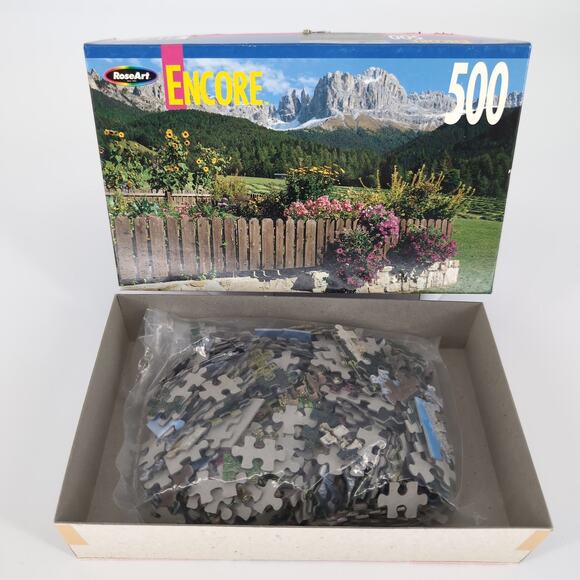 RoseArt Encore "Fenced Garden" 500 Fully Interlocking Piece Jigsaw Puzzle - GUC - Picture 2 of 10